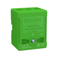 LIVE Electrical TB5P100-GREEN 5 Way 100A Rated Terminal Block Green, Terminal Capacity up to 35mm2