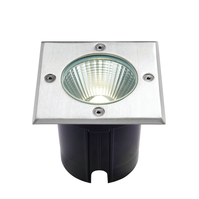 Saxby 67406 Ayoka square IP67 10W Brushed stainless steel & clear glass 10W LED module (DOB) Daylight White - westbasedirect.com