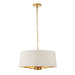 Endon 67667 Harvey 3lt Pendant Brushed satin gold finish & vintage white fabric 3 x 40W E14 candle (Required) - westbasedirect.com