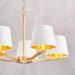 Endon 67734 Harvey 5lt Pendant Brushed satin gold finish & vintage white fabric 5 x 40W E14 candle (Required) - westbasedirect.com