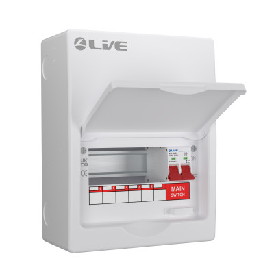 LIVE Electrical LSMC08/100 8 Module Metal Clad Consumer Unit c/w 100A Main Switch (6 Usable Way) - westbasedirect.com