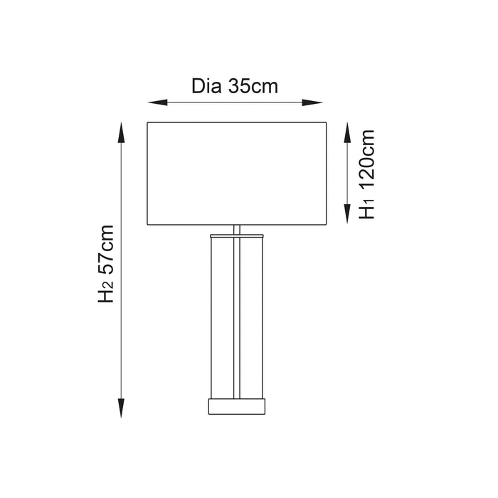 Endon 68802 Lessina 1lt Table Satin brass plate, clear glass & vintage white fabric 40W E27 GLS (Required) - westbasedirect.com