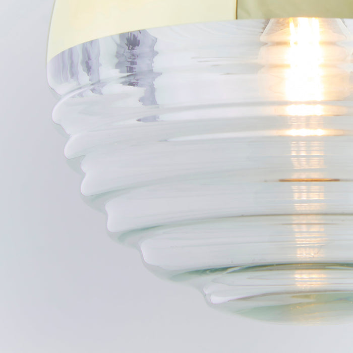 Endon 68958 Paloma 1lt Pendant Gold effect plate & clear ribbed glass 7W LED E14 (Required) - westbasedirect.com