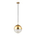 Endon 68958 Paloma 1lt Pendant Gold effect plate & clear ribbed glass 7W LED E14 (Required) - westbasedirect.com