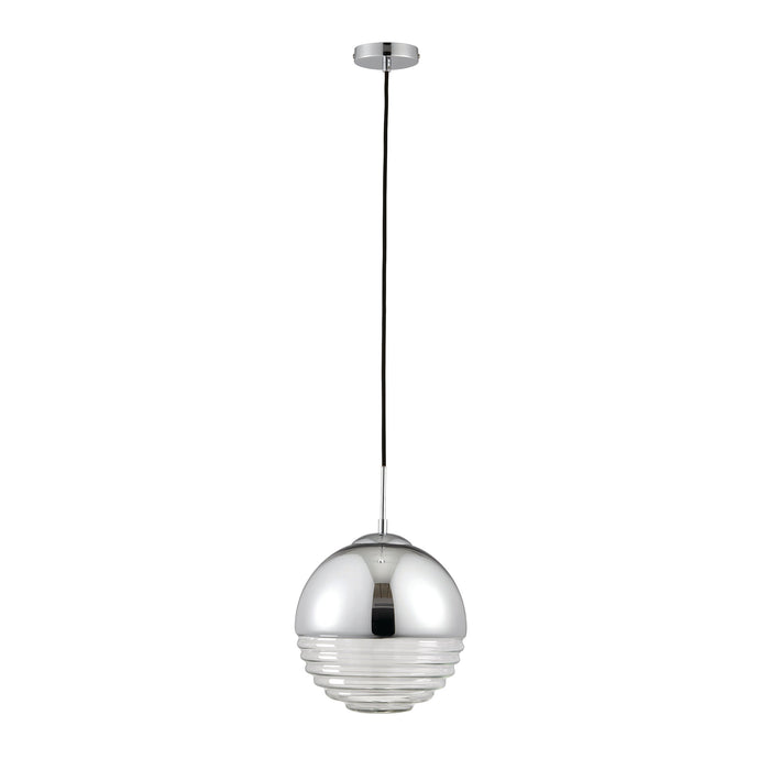 Endon 68959 Paloma 1lt Pendant Chrome plate & clear ribbed glass 7W LED E14 (Required) - westbasedirect.com