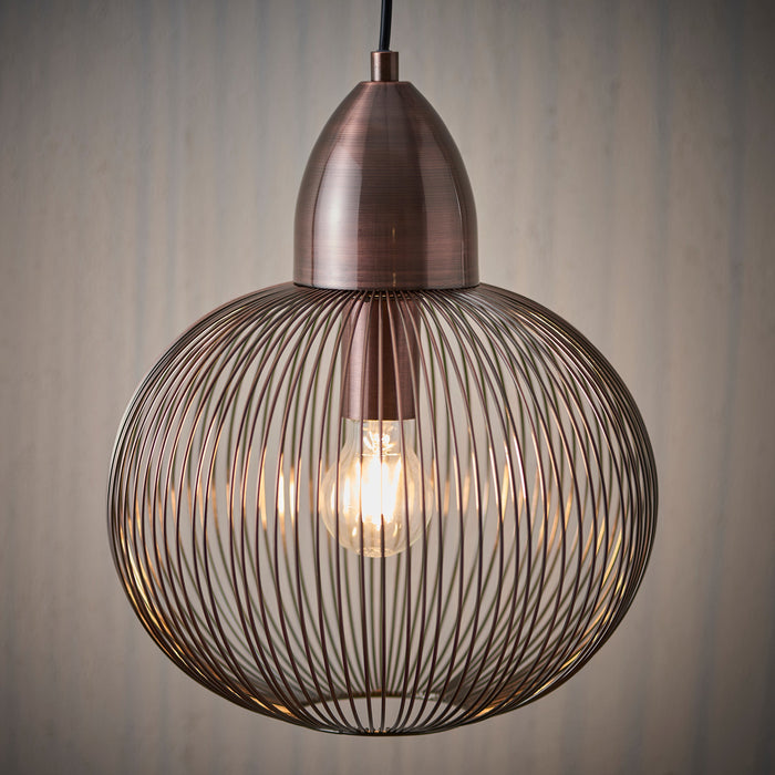 Endon 68987 Nicola 1lt Pendant Antique copper plate 10W LED E27 (Required) - westbasedirect.com