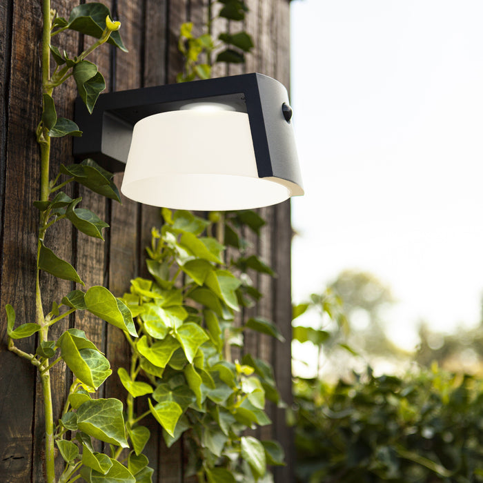 Lutec 6906001118 MOON 9.5W IP44 LED Solar Outdoor Wall Light with PIR 4000K - Dark Grey