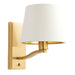 Endon 69083 Harvey 1lt Wall Brushed satin gold finish & vintage white fabric 40W E14 golf (Required) - westbasedirect.com