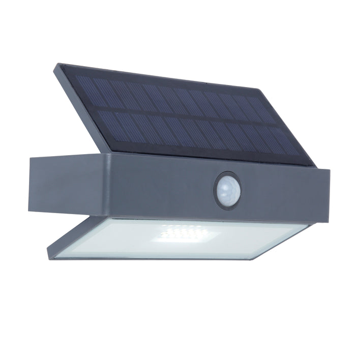 Lutec 6910601335 ARROW 2.3W IP44 LED Solar Outdoor Wall Light with PIR 5000K - Dark Grey
