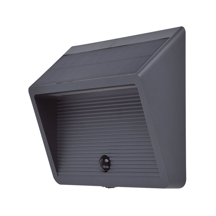 Lutec 6912301335 LINKO 11.5W IP44 LED Solar Outdoor Wall Light with PIR 3000K - Dark Grey