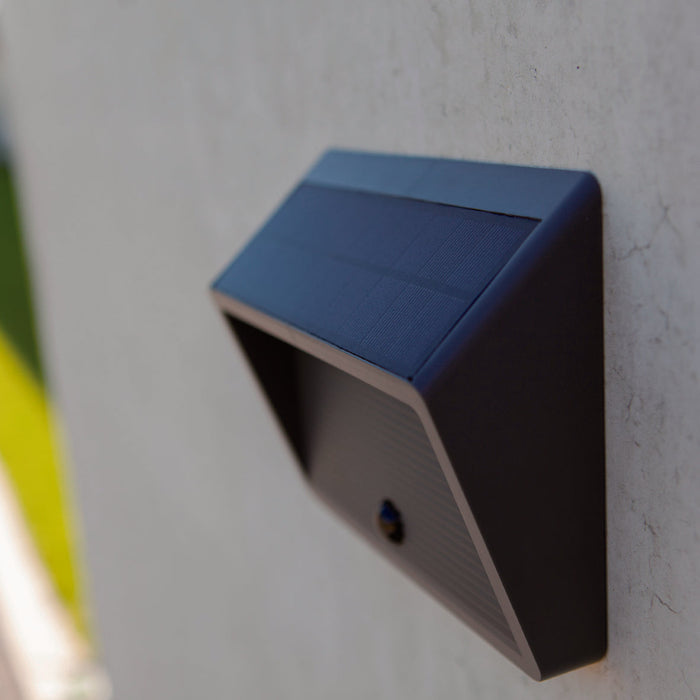 Lutec 6912301335 LINKO 11.5W IP44 LED Solar Outdoor Wall Light with PIR 3000K - Dark Grey