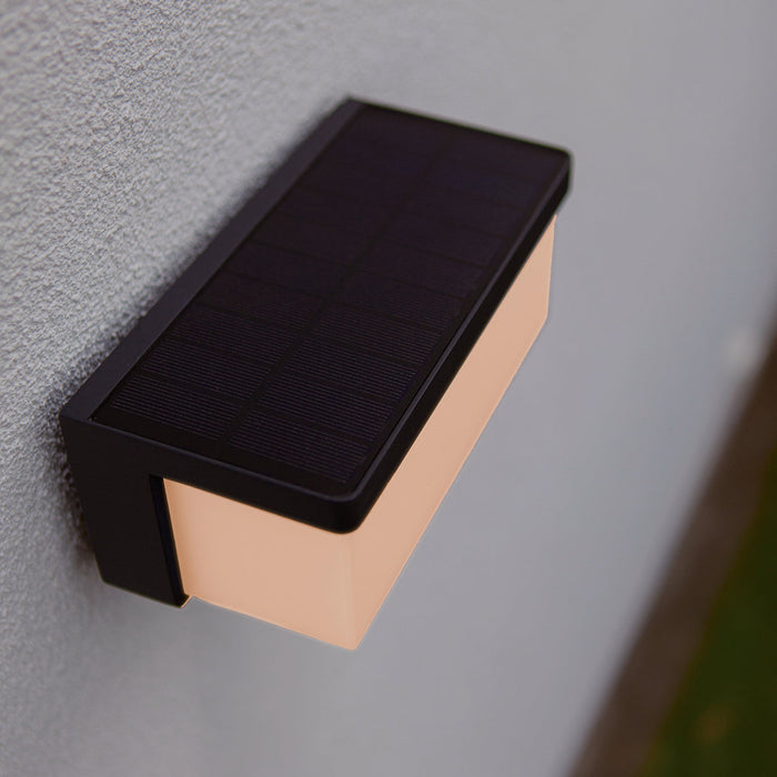 Lutec 6912401345 ZELNA 9W IP44 LED Solar Hybrid Outdoor Wall Light 3000K - Dark Grey