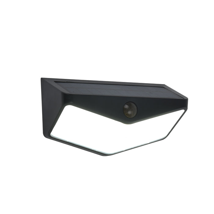 Lutec 6915101330 WINGS 3.7W IP44 LED Solar Outdoor Wall Light with PIR 5000K - Matt Black