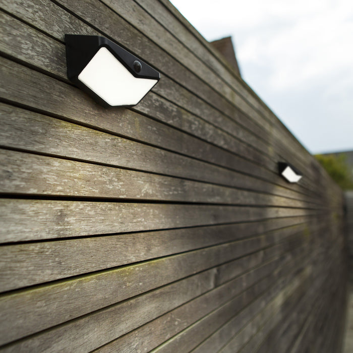 Lutec 6915101330 WINGS 3.7W IP44 LED Solar Outdoor Wall Light with PIR 5000K - Matt Black