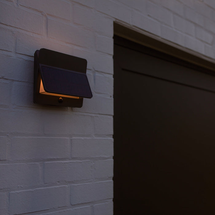 Lutec 6915401118 ALETA 12.6W IP54 LED Solar Outdoor Wall Light with PIR 3000K - Dark Grey