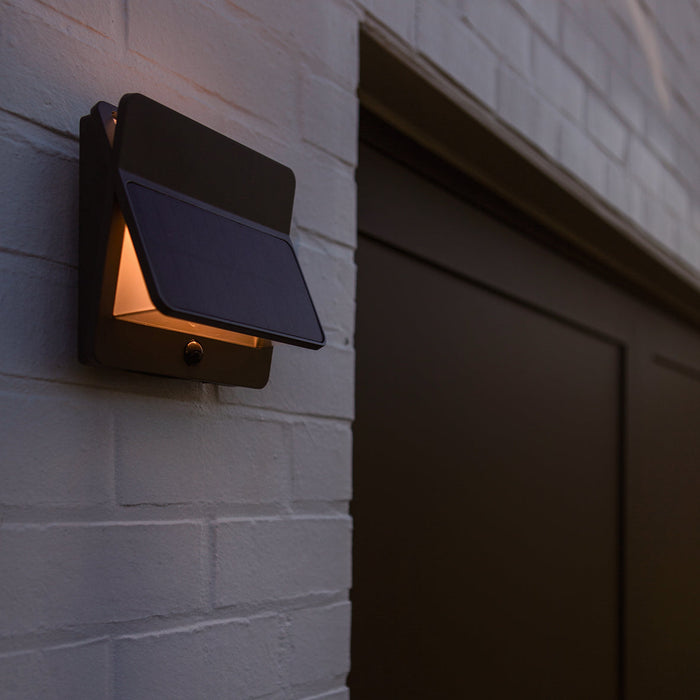 Lutec 6915401118 ALETA 12.6W IP54 LED Solar Outdoor Wall Light with PIR 3000K - Dark Grey