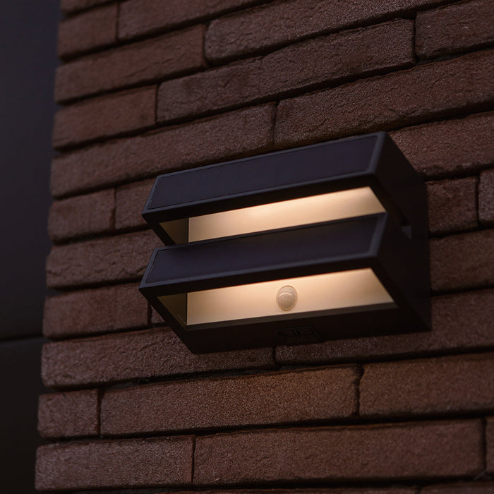 Lutec 6915501335 BARLO 8.2W IP54 LED Solar Outdoor Wall Light with PIR 4000K - Dark Grey