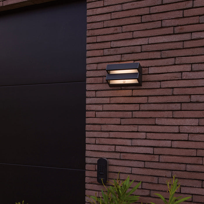 Lutec 6915501335 BARLO 8.2W IP54 LED Solar Outdoor Wall Light with PIR 4000K - Dark Grey