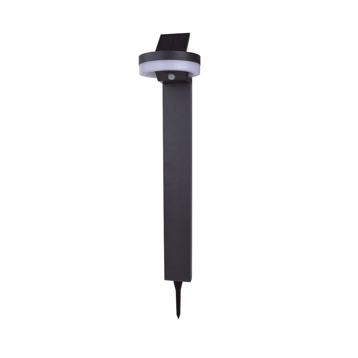 Lutec 6915802118 RUNDA 12W IP54 LED Solar Outdoor Bollard Light with PIR 4000K - Dark Grey