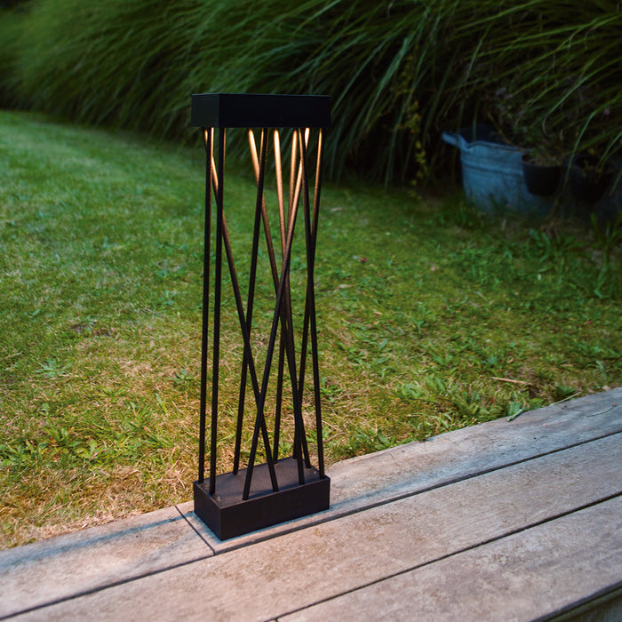 Lutec 6915901012 SPIDO 10.5W IP54 LED Solar Outdoor Bollard Light 3000K - Matt Black