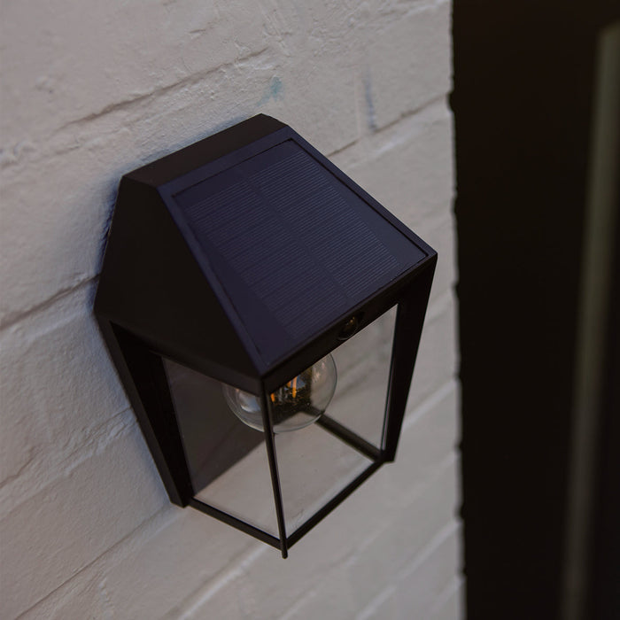 Lutec 6916002330 AVONY 2W IP44 E27 LED Solar Outdoor Wall Light with PIR 2700K - Matt Black