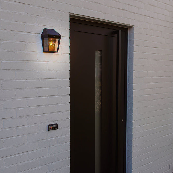 Lutec 6916002330 AVONY 2W IP44 E27 LED Solar Outdoor Wall Light with PIR 2700K - Matt Black
