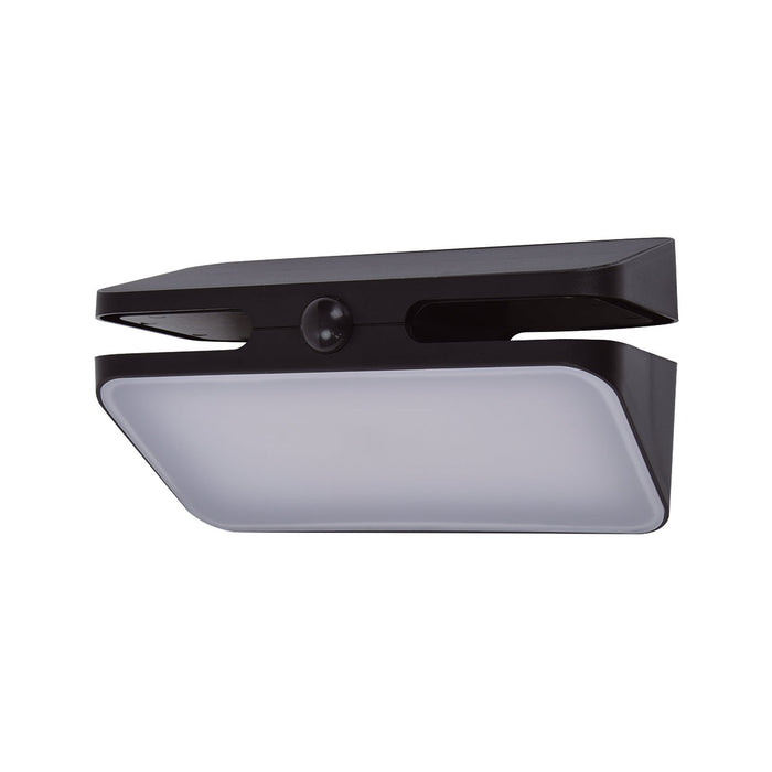 Lutec 6919501330 AERO 8.6W IP54 LED Solar Outdoor Wall Light with PIR 4000K - Matt Black