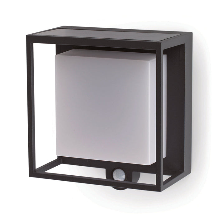 Lutec 6934601118 CURTIS 3W IP54 LED Solar Outdoor Wall Light with PIR 3000K - Dark Grey