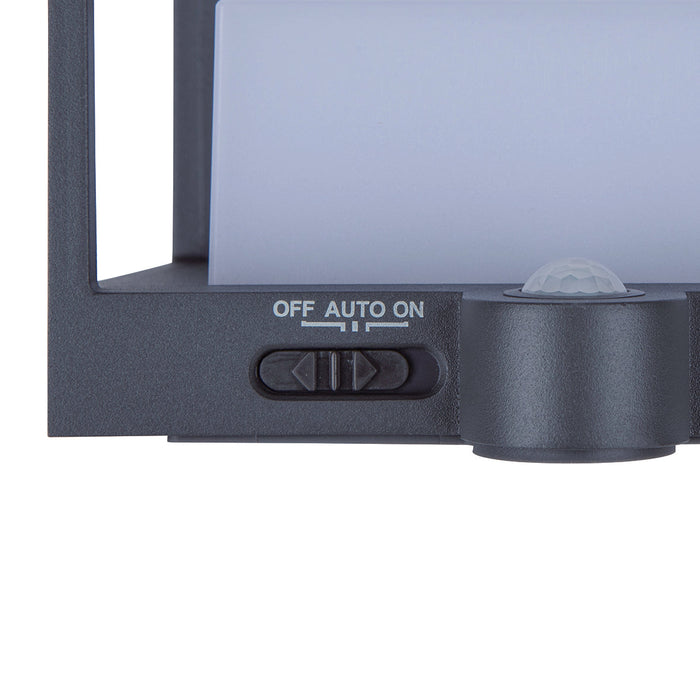 Lutec 6934601118 CURTIS 3W IP54 LED Solar Outdoor Wall Light with PIR 3000K - Dark Grey