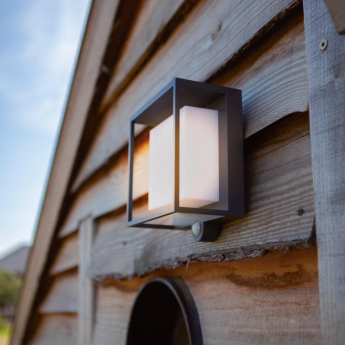 Lutec 6934601118 CURTIS 3W IP54 LED Solar Outdoor Wall Light with PIR 3000K - Dark Grey
