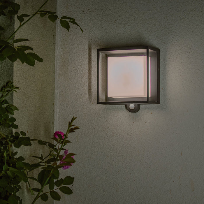 Lutec 6934601118 CURTIS 3W IP54 LED Solar Outdoor Wall Light with PIR 3000K - Dark Grey