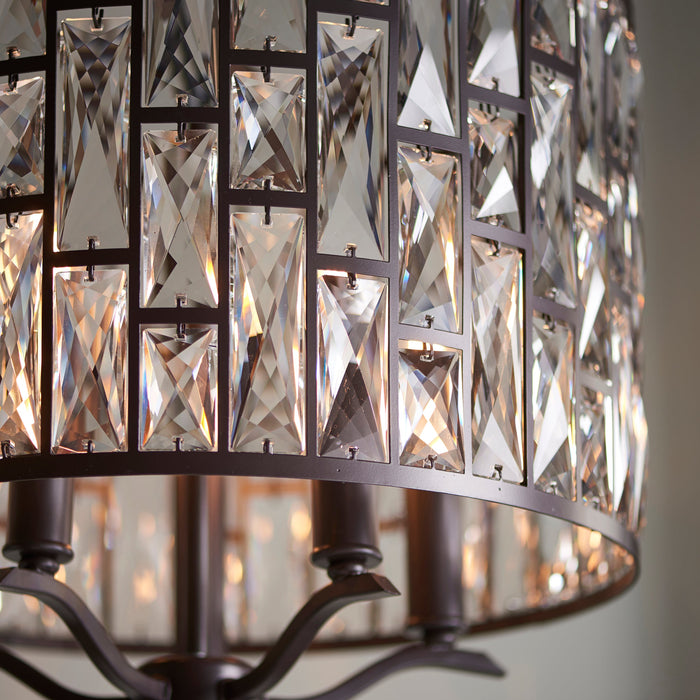 Endon 69390 Belle 5lt Pendant Dark bronze paint & clear crystal 5 x 40W E14 candle (Required) - westbasedirect.com