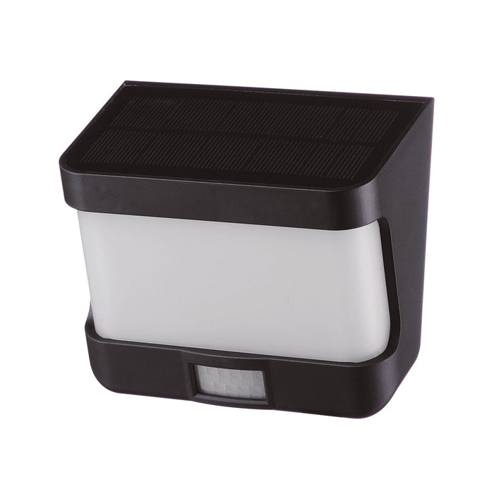 Lutec 6939101330 TRY 8W IP54 LED Solar Outdoor Wall Light with PIR 5000K - Matt Black
