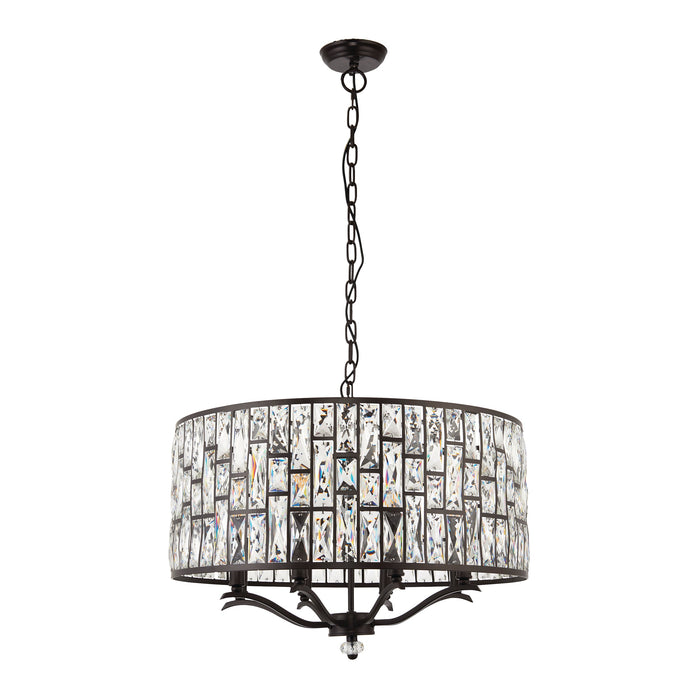 Endon 69391 Belle 8lt Pendant Dark bronze paint & clear crystal 8 x 40W E14 candle (Required) - westbasedirect.com