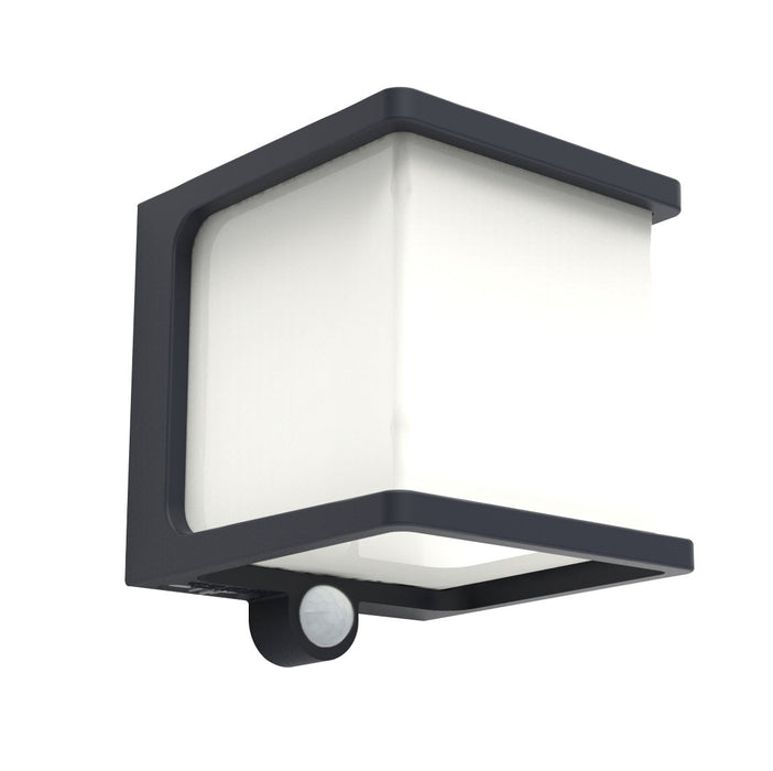 Lutec 6940101125 DOBLO 7.5W IP54 LED Solar Outdoor Wall Light with PIR 4000K - Dark Grey