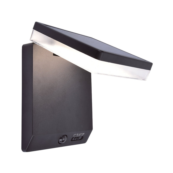Lutec 6943101012 MOZE 8W IP44 LED Solar Outdoor Wall Light with PIR 4000K - Matt Black