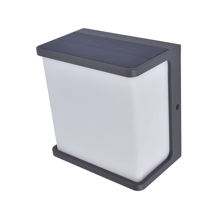 Lutec 6943701125 DOBLO 12W IP44 LED Solar Outdoor Wall Light with PIR 4000K - Dark Grey
