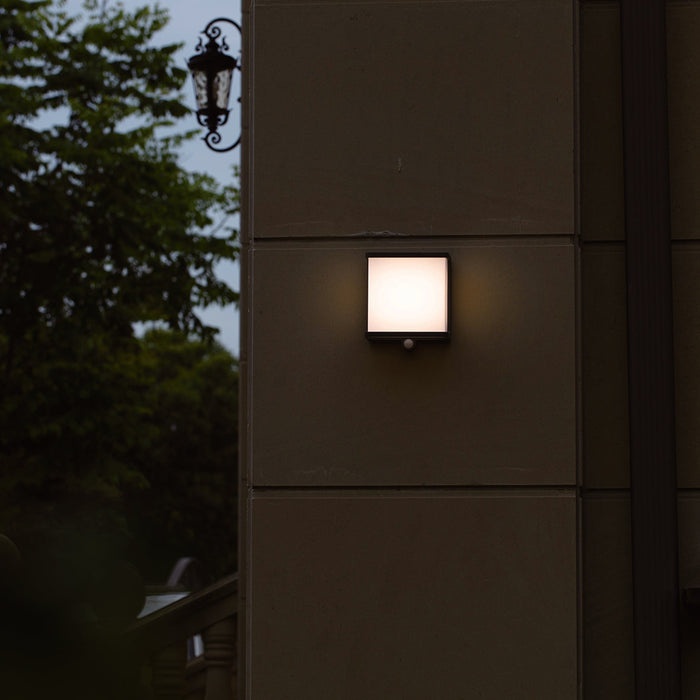 Lutec 6943701125 DOBLO 12W IP44 LED Solar Outdoor Wall Light with PIR 4000K - Dark Grey