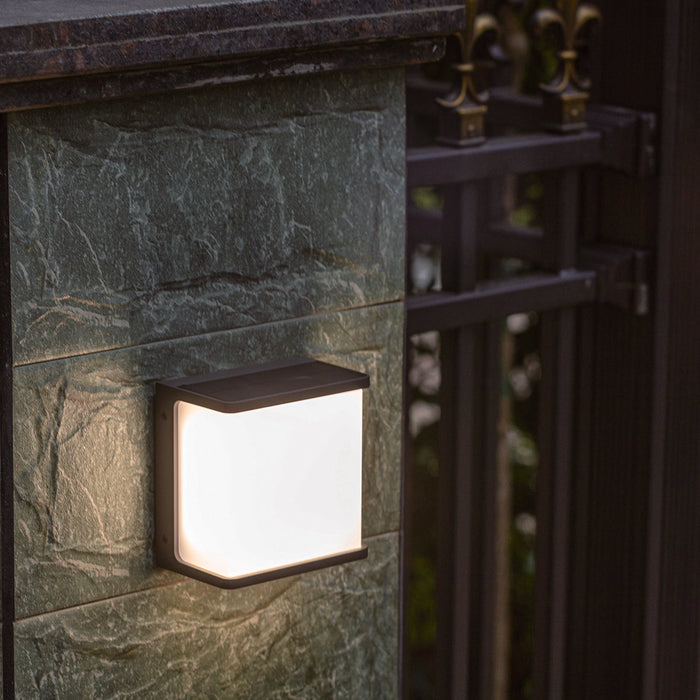 Lutec 6943701125 DOBLO 12W IP44 LED Solar Outdoor Wall Light with PIR 4000K - Dark Grey