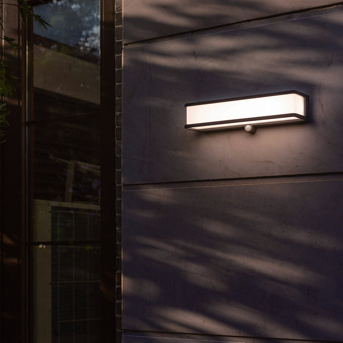 Lutec 6943801125 DOBLO 16.5W IP54 LED Solar Outdoor Wall Light with PIR 4000K - Dark Grey