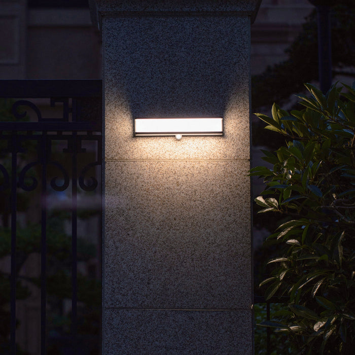 Lutec 6943801125 DOBLO 16.5W IP54 LED Solar Outdoor Wall Light with PIR 4000K - Dark Grey