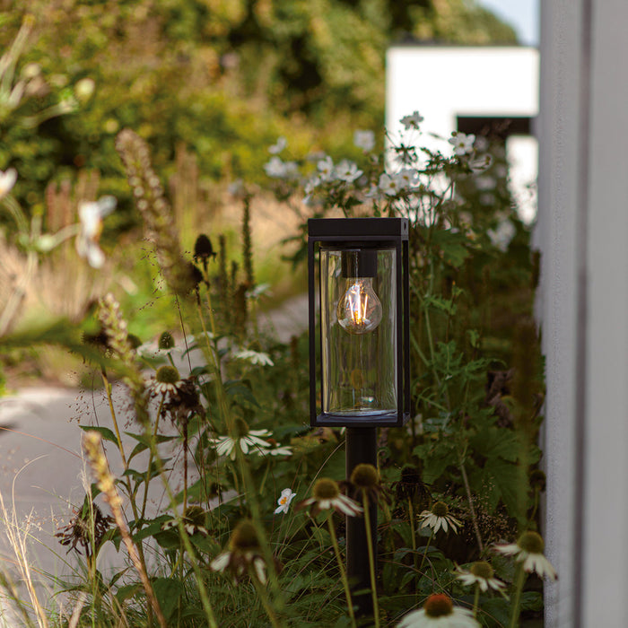 Lutec 6988802012 FLAIR 2W IP44 E27 LED Solar Outdoor Bollard Light 2700K - Matt Black