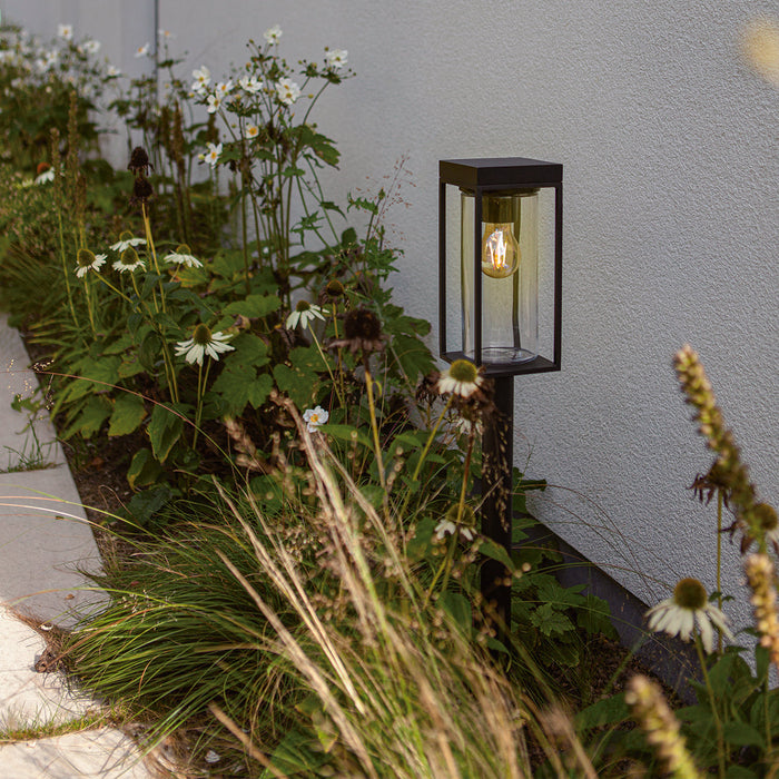 Lutec 6988802012 FLAIR 2W IP44 E27 LED Solar Outdoor Bollard Light 2700K - Matt Black