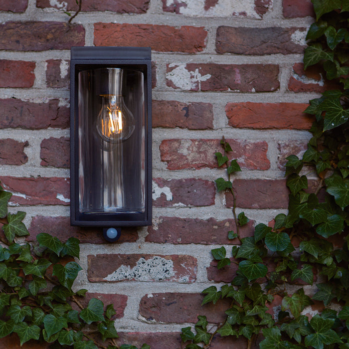 Lutec 6988804012 FLAIR 2W IP44 E27 LED Solar Outdoor Wall Light with PIR 2700K - Matt Black