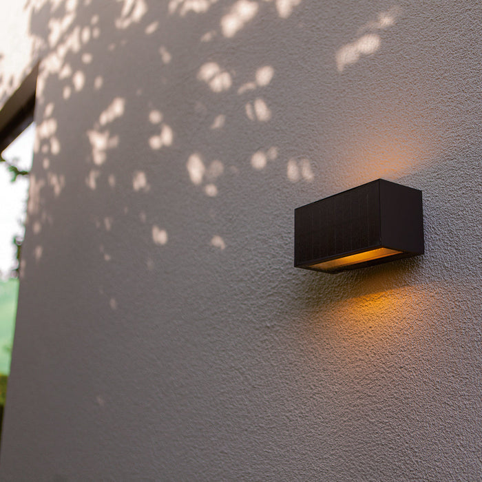 Lutec 6989101118 INKA 9W IP44 LED Solar Hybrid Outdoor Wall Light 3000K - Dark Grey