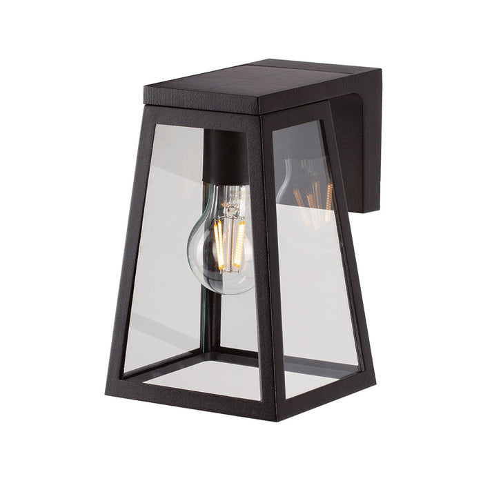 Lutec 6990901012 FIA 2W IP44 E27 LED Solar Outdoor Wall Light 2700K - Matt Black