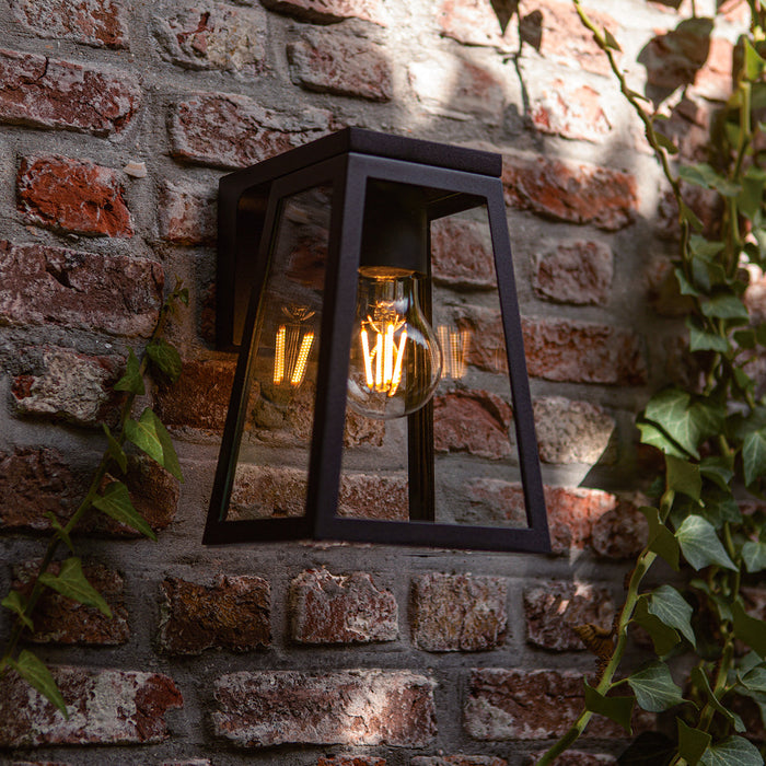 Lutec 6990901012 FIA 2W IP44 E27 LED Solar Outdoor Wall Light 2700K - Matt Black