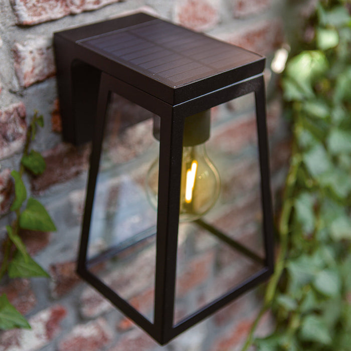 Lutec 6990901012 FIA 2W IP44 E27 LED Solar Outdoor Wall Light 2700K - Matt Black