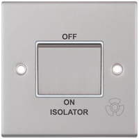 Selectric DSL108 5M 10AX 3 Pole Fan Isolator Switch - Satin Chrome, White Insert