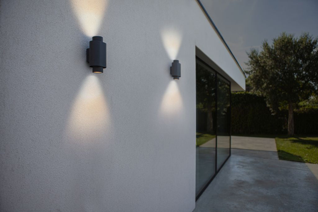 Lutec 6604002118 CYPRES IP44 GU10 Outdoor Up/Down Wall Light c/w Adjustable Heads - Anthracite Grey (Lamp Not Included)
